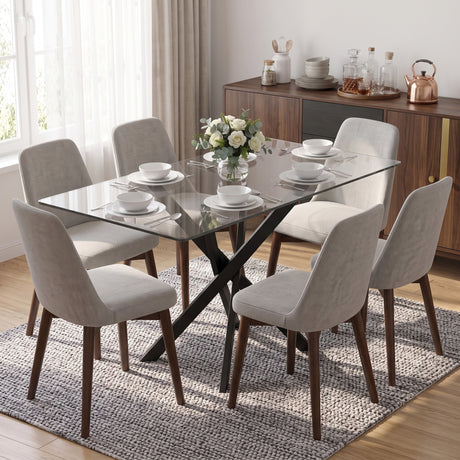 Tempered Glass Dining Table 120cm Wide for 6 People - Velmora