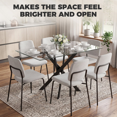 Tempered Glass Dining Table 120cm Wide for 6 People - Velmora