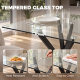 Tempered Glass Dining Table 120cm Wide for 6 People - Velmora