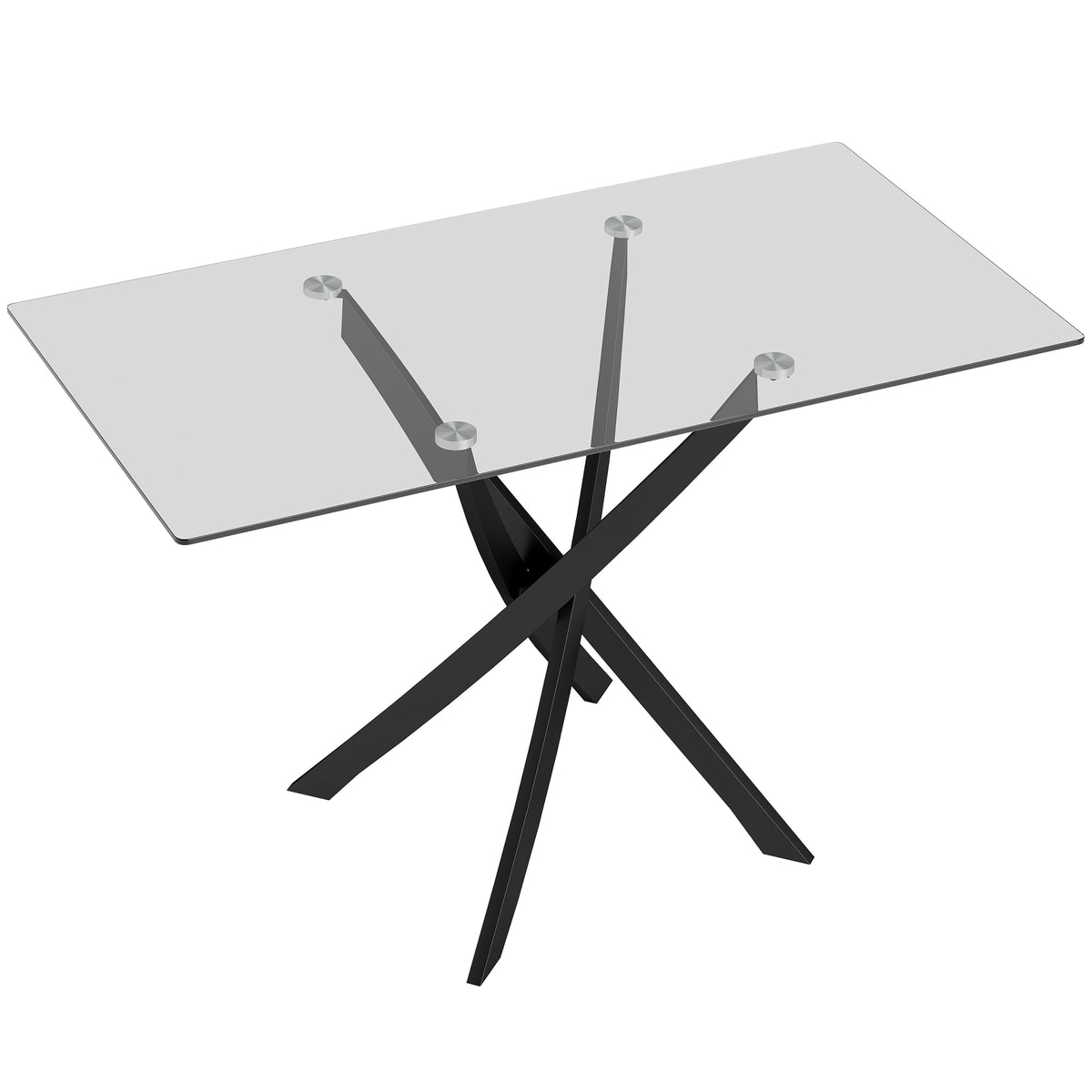 Tempered Glass Dining Table 120cm Wide for 6 People - Velmora