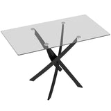 Tempered Glass Dining Table 120cm Wide for 6 People - Velmora