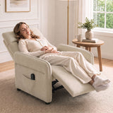 Terry Cloth Fabric Recliner Armchair 74cm Wide With Footrest - Velmora