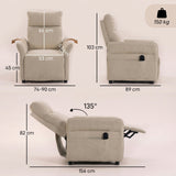Terry Cloth Fabric Recliner Armchair 74cm Wide With Footrest - Velmora