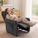 Terry Cloth Fabric Recliner Armchair 74cm Wide With Footrest - Velmora
