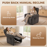 Terry Cloth Fabric Recliner Armchair 74cm Wide With Footrest - Velmora