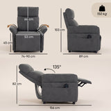 Terry Cloth Fabric Recliner Armchair 74cm Wide With Footrest - Velmora