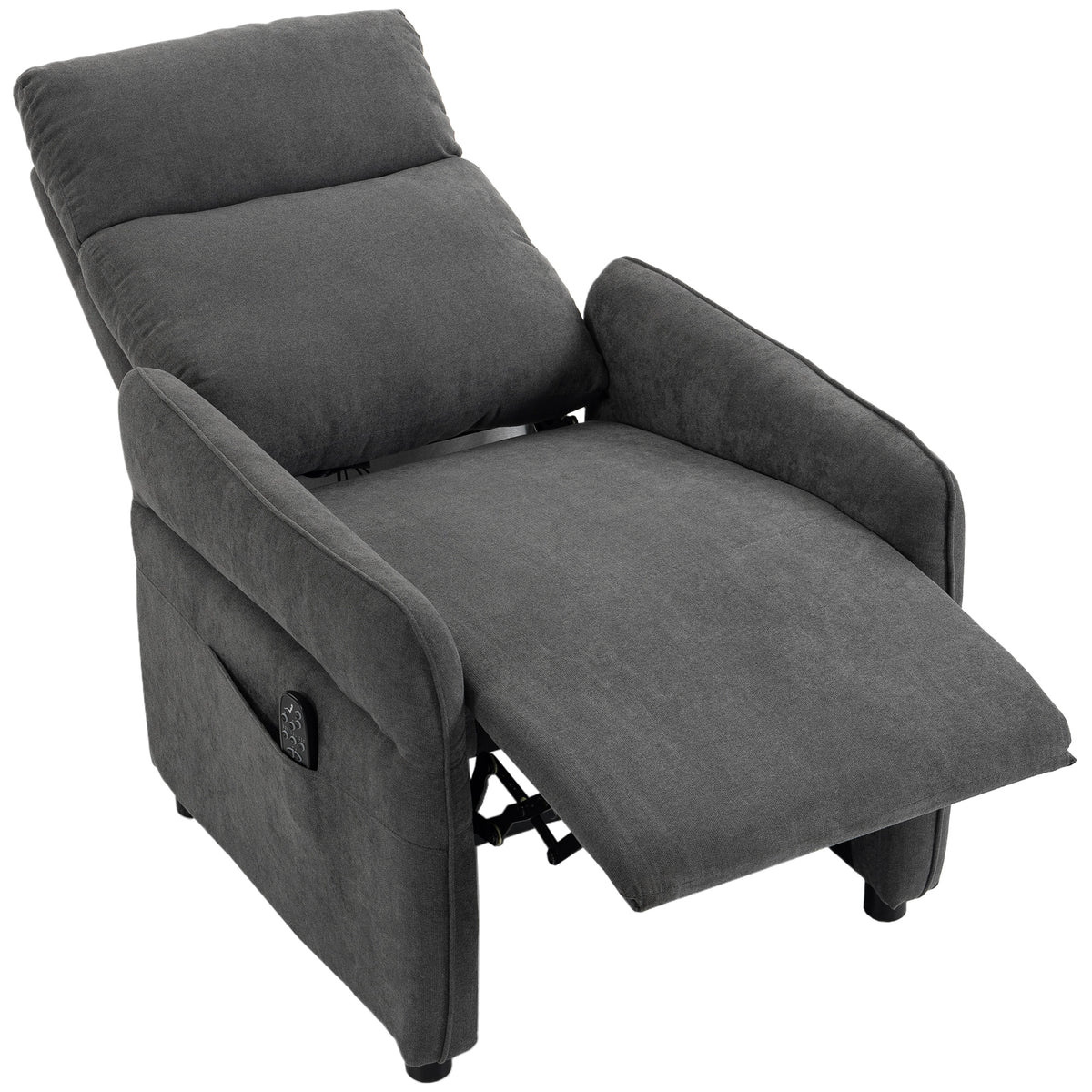 Terry Cloth Fabric Recliner Armchair 74cm Wide With Footrest - Velmora