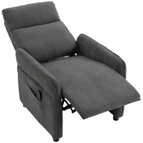 Terry Cloth Fabric Recliner Armchair 74cm Wide With Footrest - Velmora