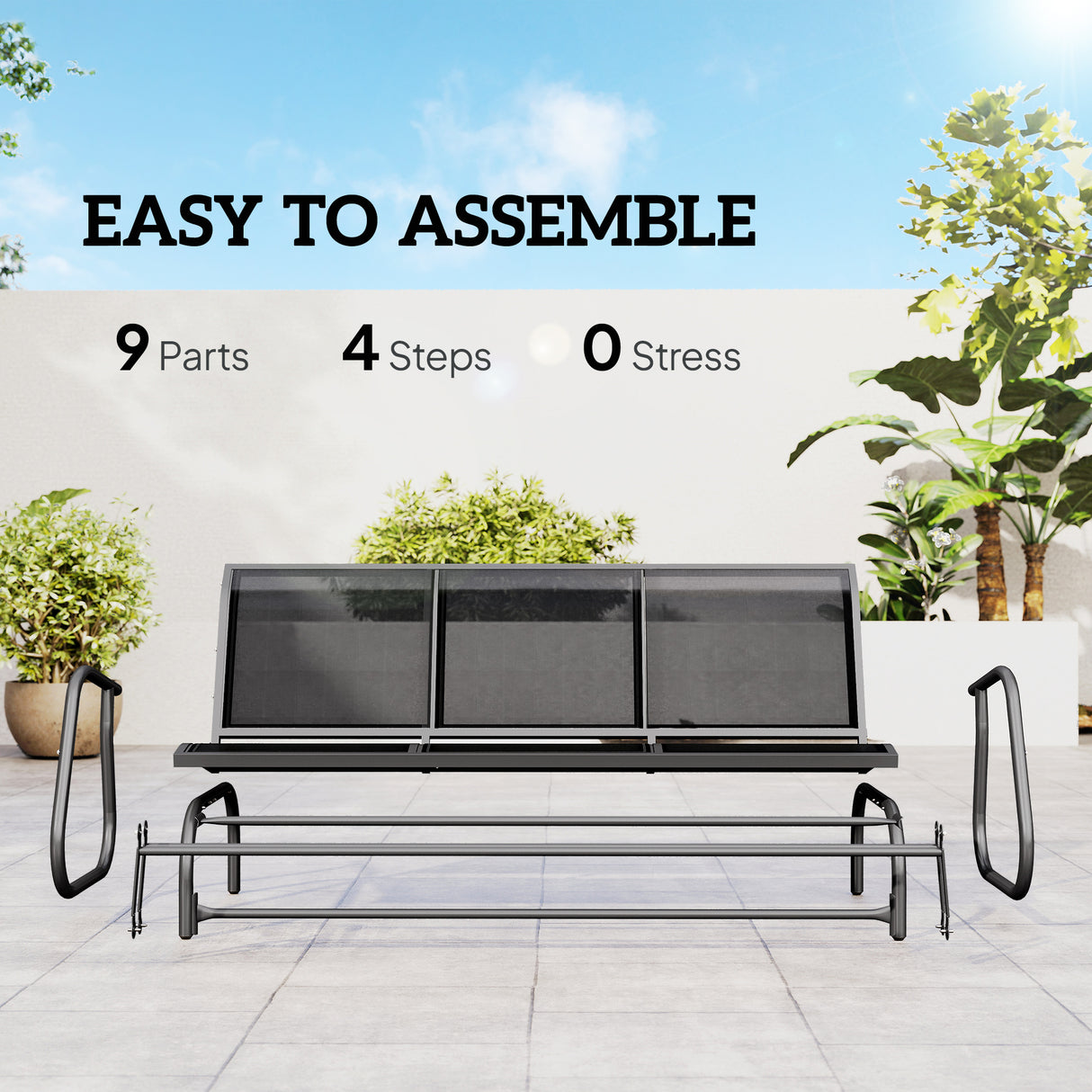 Texteline Fabric 3 Seater Glider Rocking Garden Bench for 3 People - Velmora