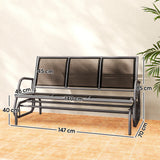 Texteline Fabric 3 Seater Glider Rocking Garden Bench for 3 People - Velmora