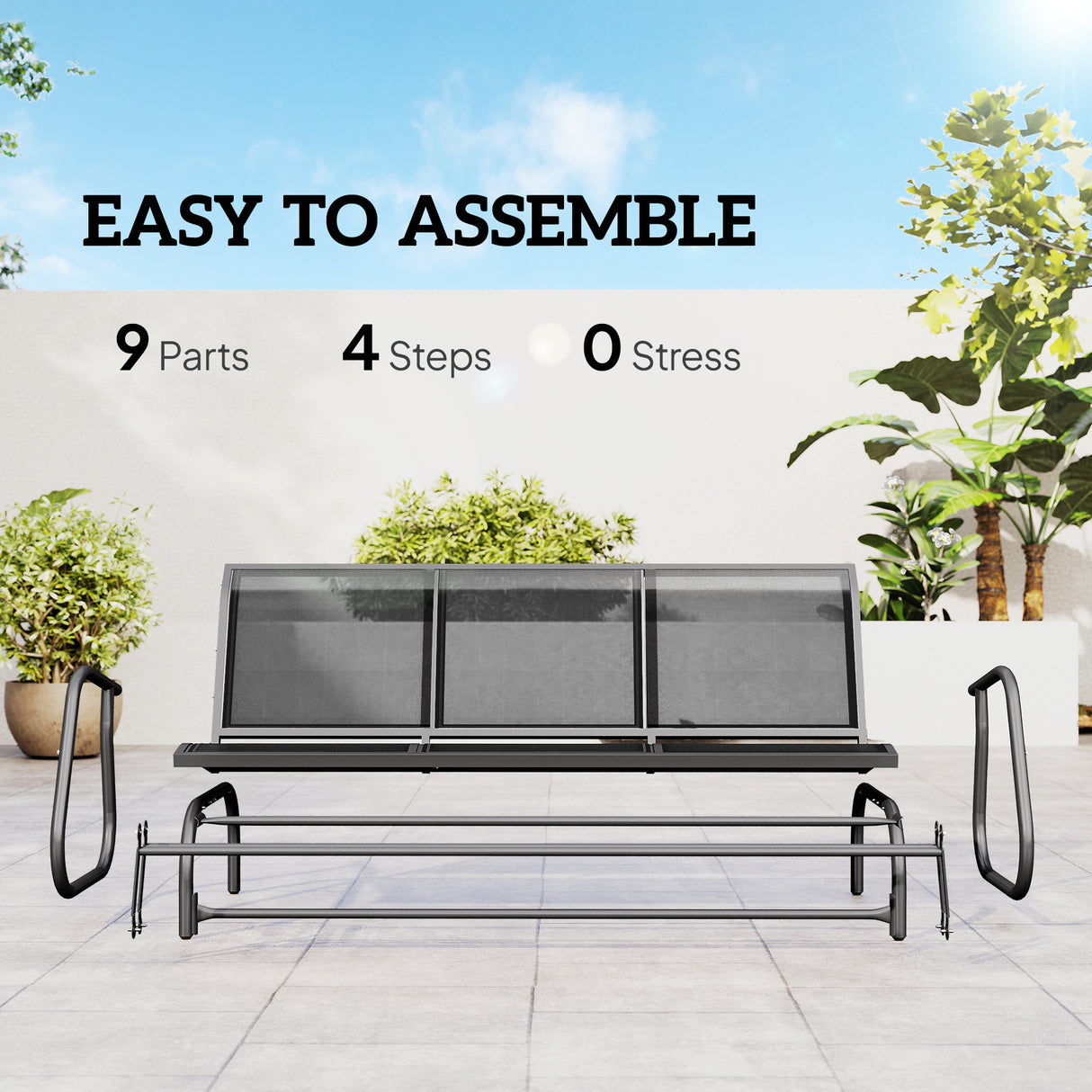 Texteline Fabric 3 Seater Glider Rocking Garden Bench for 3 People - Velmora