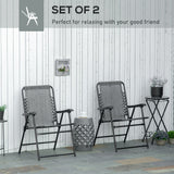 Texteline Fabric Foldable Garden Chairs in Set of 2 - Velmora