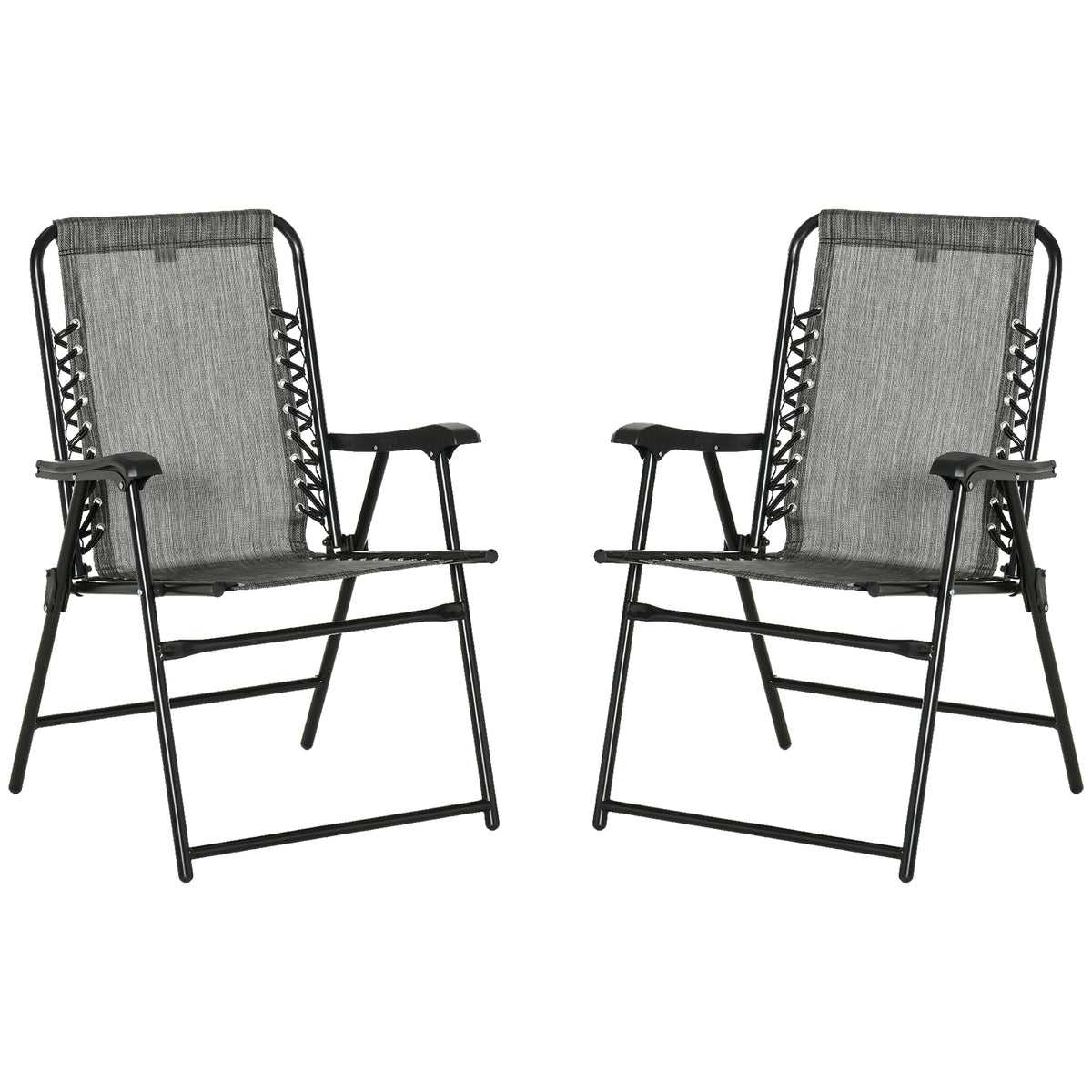 Texteline Fabric Foldable Garden Chairs in Set of 2 - Velmora