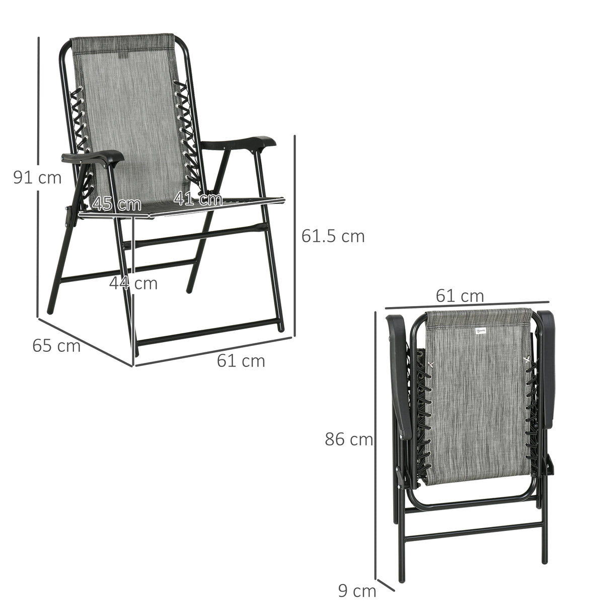 Texteline Fabric Foldable Garden Chairs in Set of 2 - Velmora