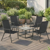 Texteline Fabric Folding Garden Chairs in Set of 4 - Velmora