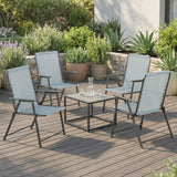 Texteline Fabric Folding Garden Chairs in Set of 4 - Velmora