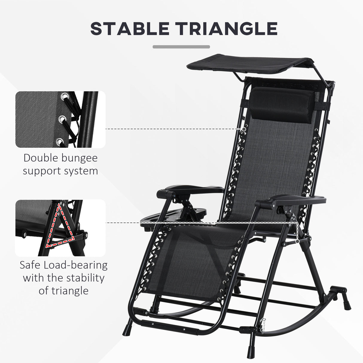 Texteline Fabric Folding Garden Rocking Chair - Velmora