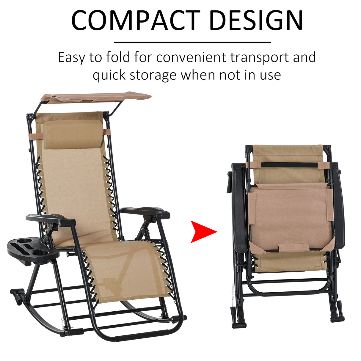 Texteline Fabric Folding Garden Rocking Chair - Velmora
