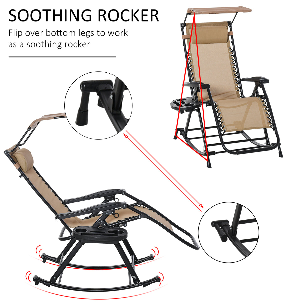 Texteline Fabric Folding Garden Rocking Chair - Velmora