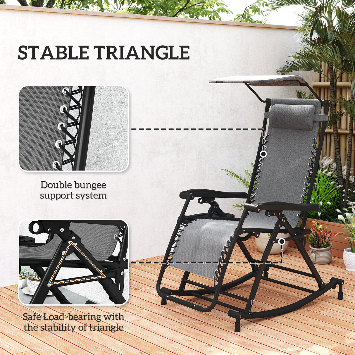 Texteline Fabric Folding Garden Rocking Chair - Velmora