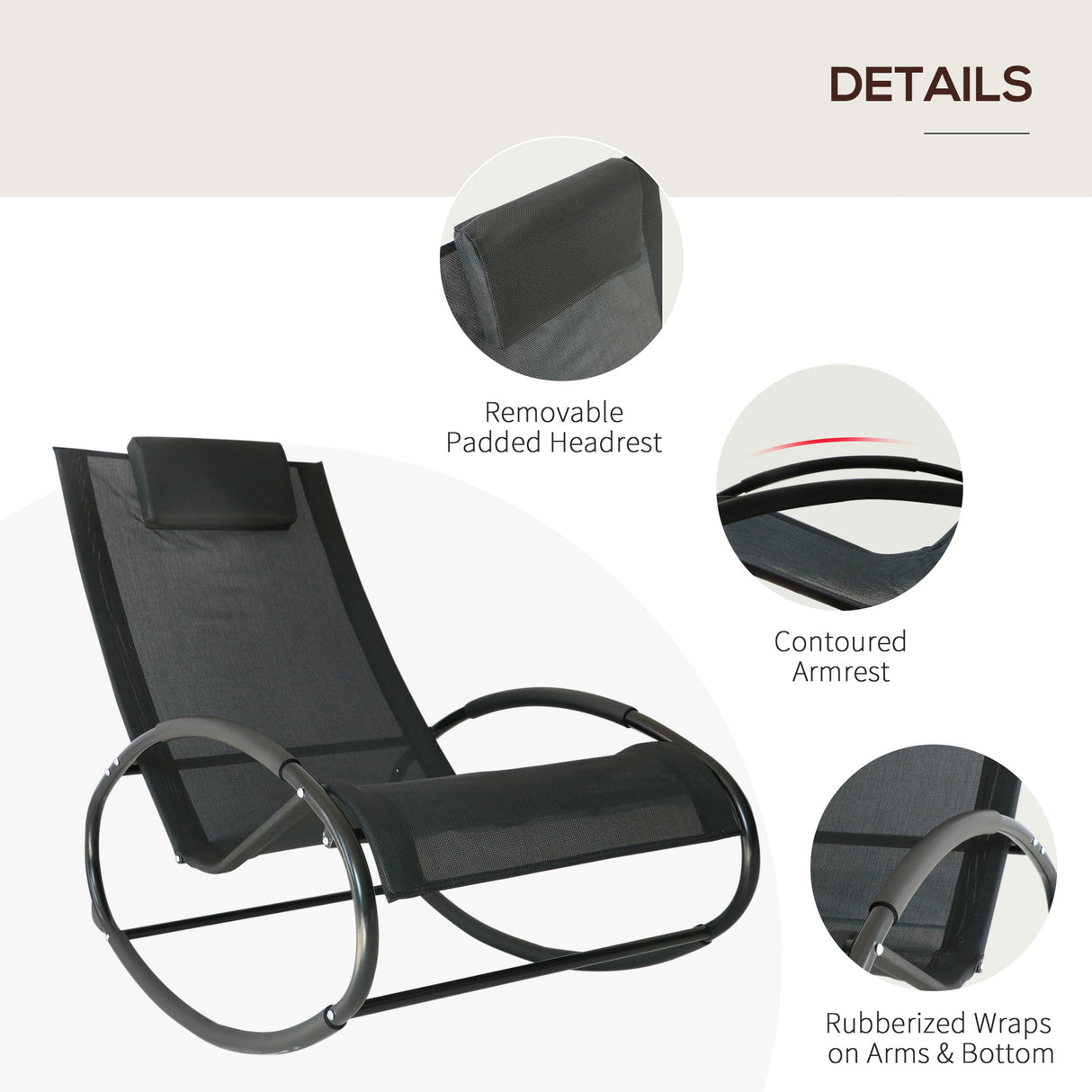 Texteline Fabric Garden Relaxer Rocking Chair With Pillow - Velmora