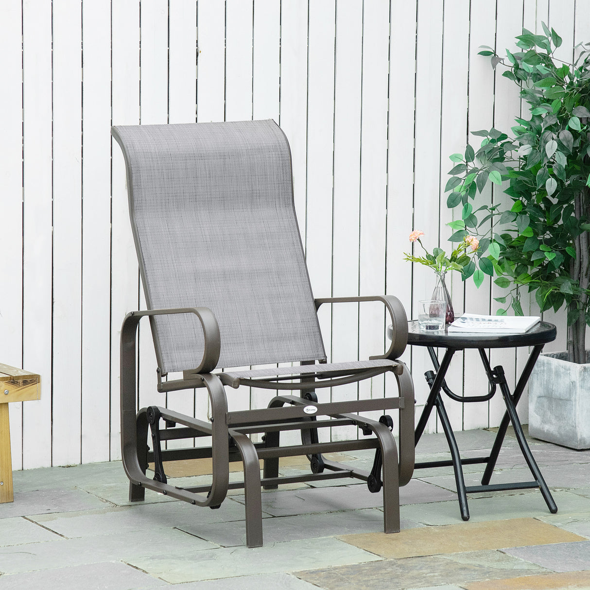 Texteline Fabric Gliding Rocking Chair - Velmora
