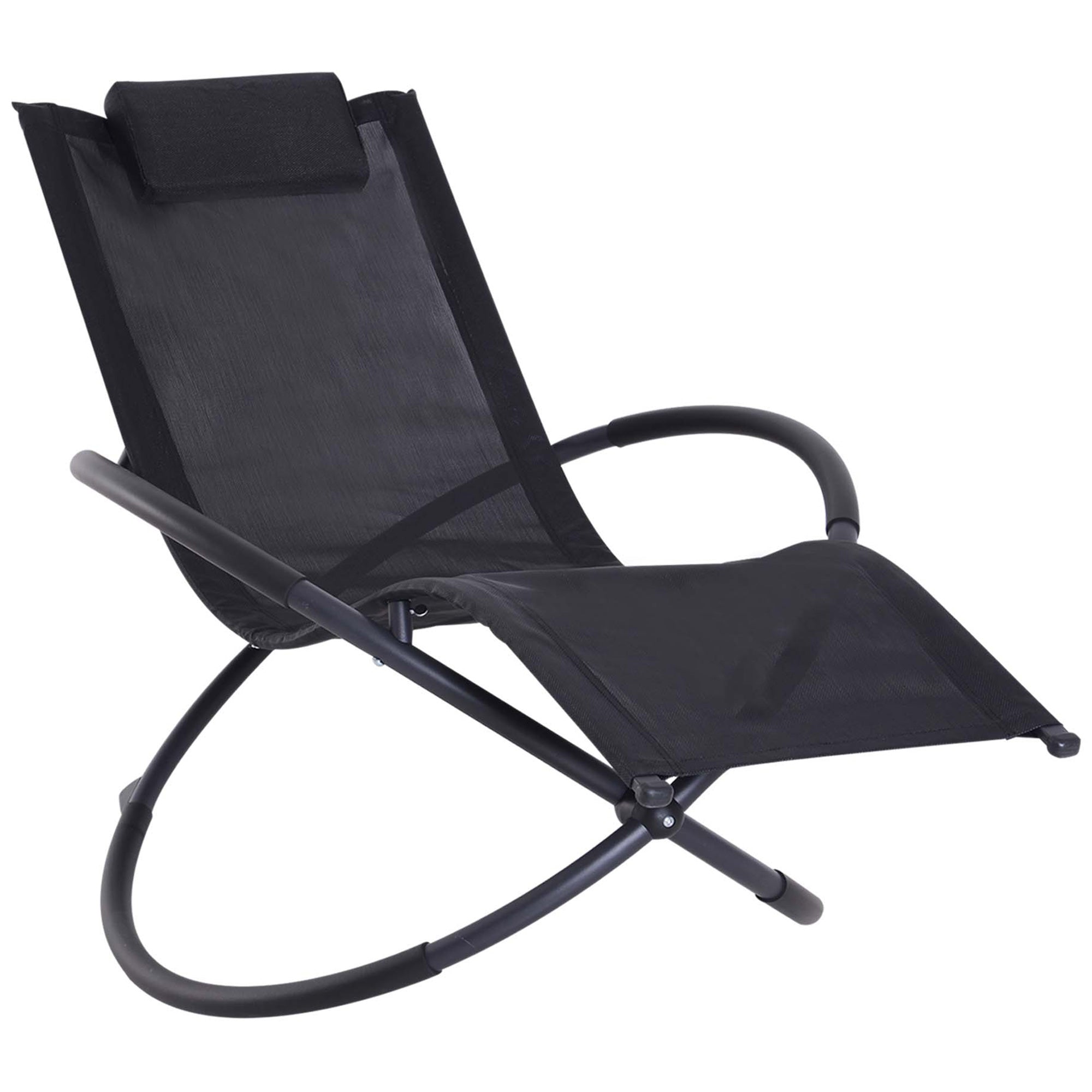 Texteline Fabric Outdoor Orbital Lounger Zero Gravity Foldable Rocking Chair - Velmora