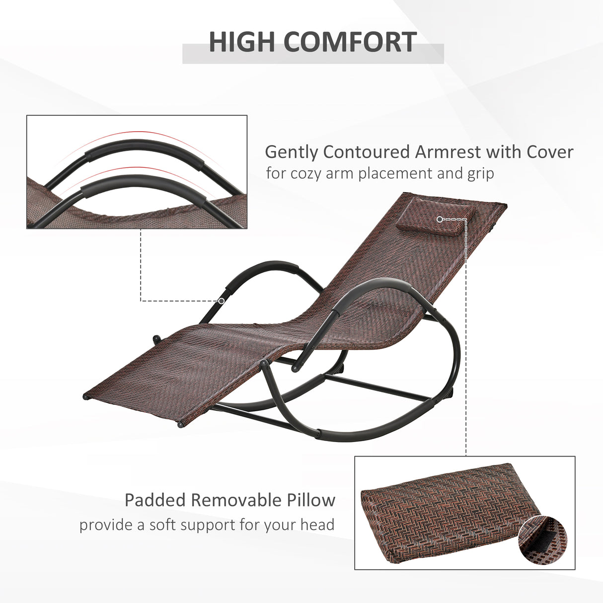 Texteline Fabric Zero Gravity Rocking Lounge Chair With Rattan Effect - Velmora