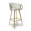 Textured Effect Fabric Bar Stool With Gold Chrome Metal frame - Volero