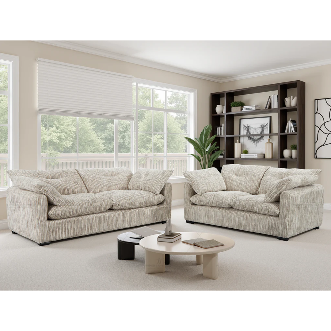 Textured Fabric 3 + 2 Seater Sofa Set - Quetta