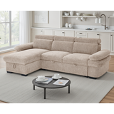 Textured Fabric Corner Sofa Bed Universal - Hudson