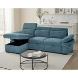 Textured Fabric Corner Sofa Bed Universal - Hudson