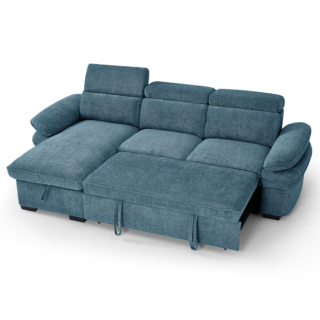 Textured Fabric Corner Sofa Bed Universal - Hudson
