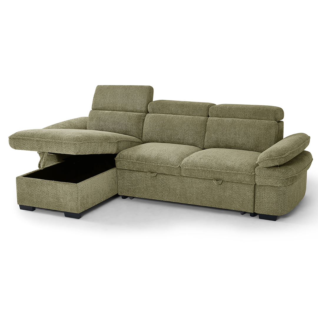 Textured Fabric Corner Sofa Bed Universal - Hudson