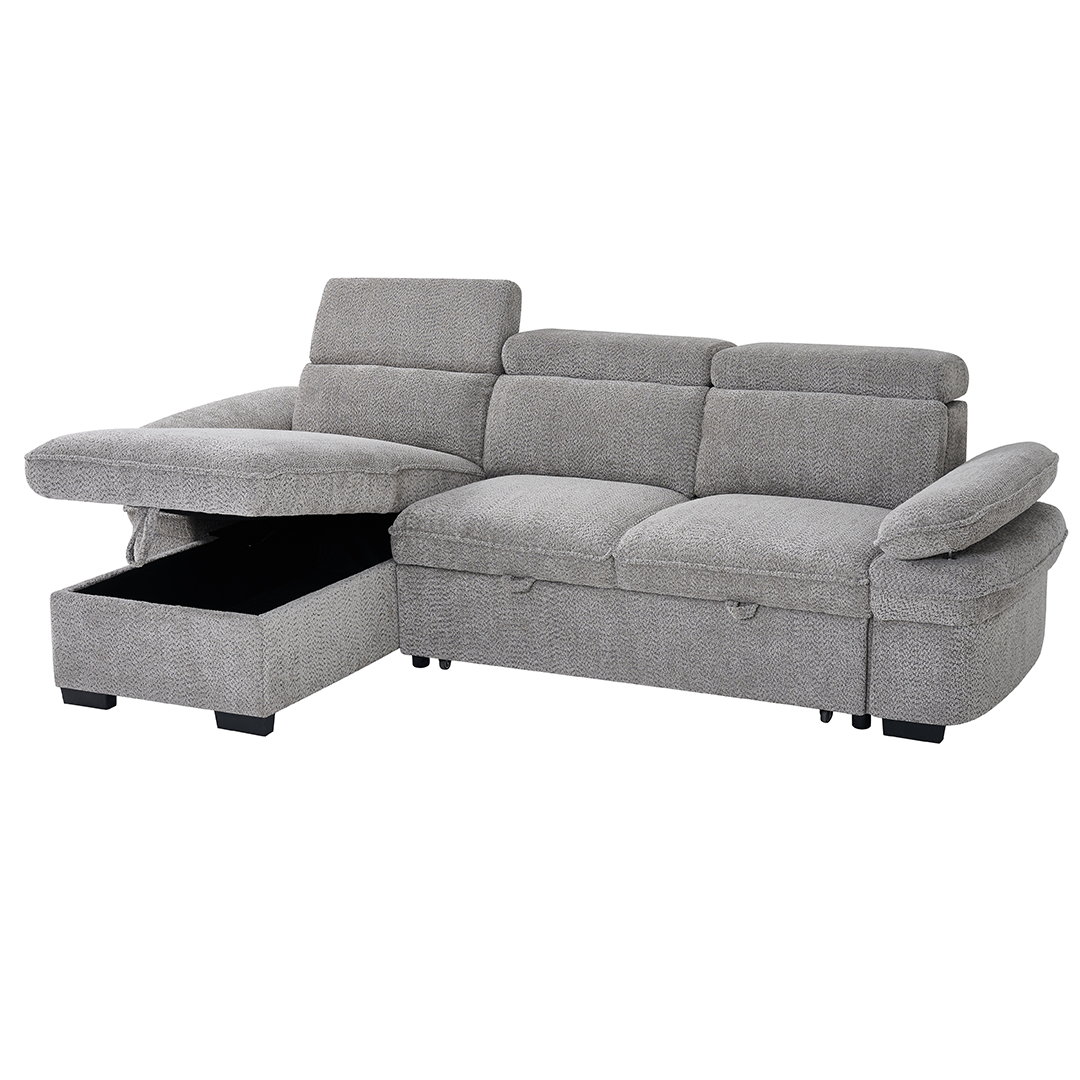 Textured Fabric Corner Sofa Bed Universal - Hudson