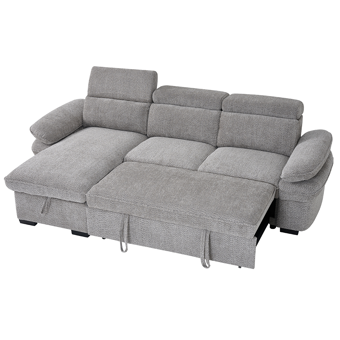 Textured Fabric Corner Sofa Bed Universal - Hudson