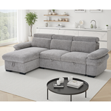 Textured Fabric Corner Sofa Bed Universal - Hudson
