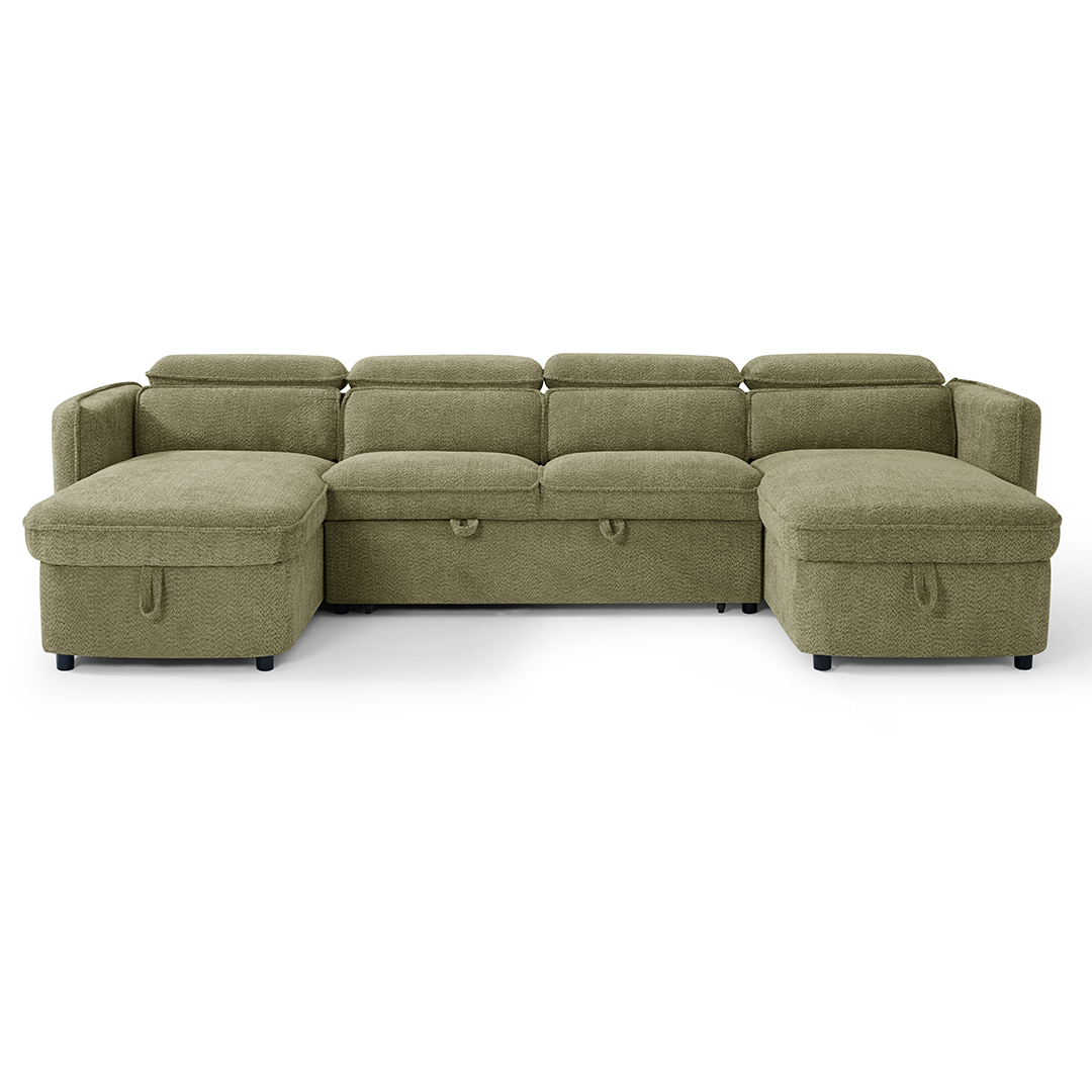 Textured Fabric Sofa Bed Corner U Shape - Capri