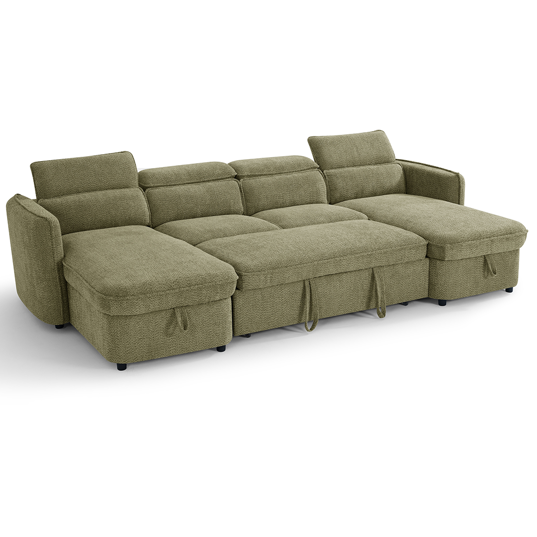 Textured Fabric Sofa Bed Corner U Shape - Capri