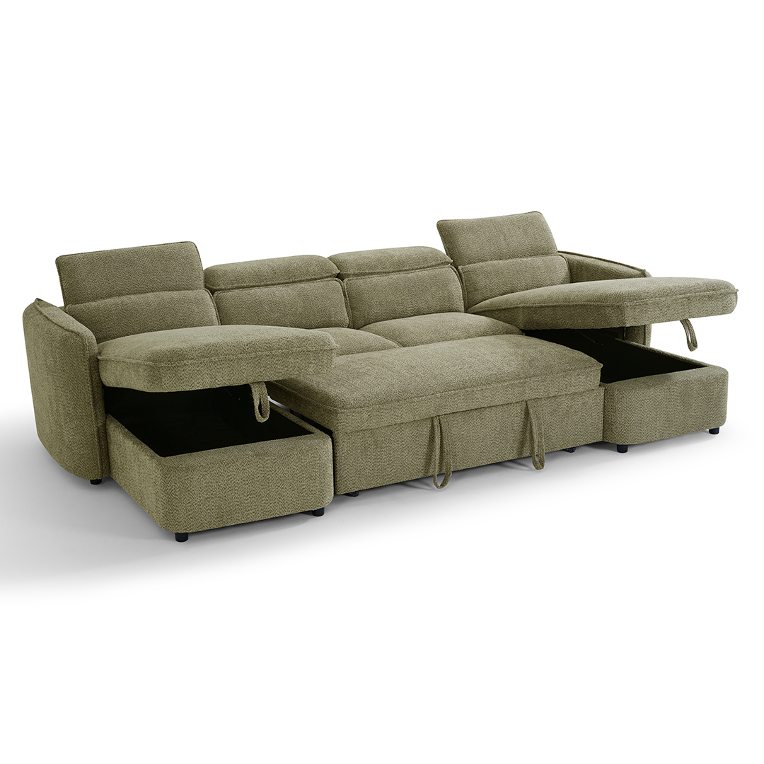 Textured Fabric Sofa Bed Corner U Shape - Capri