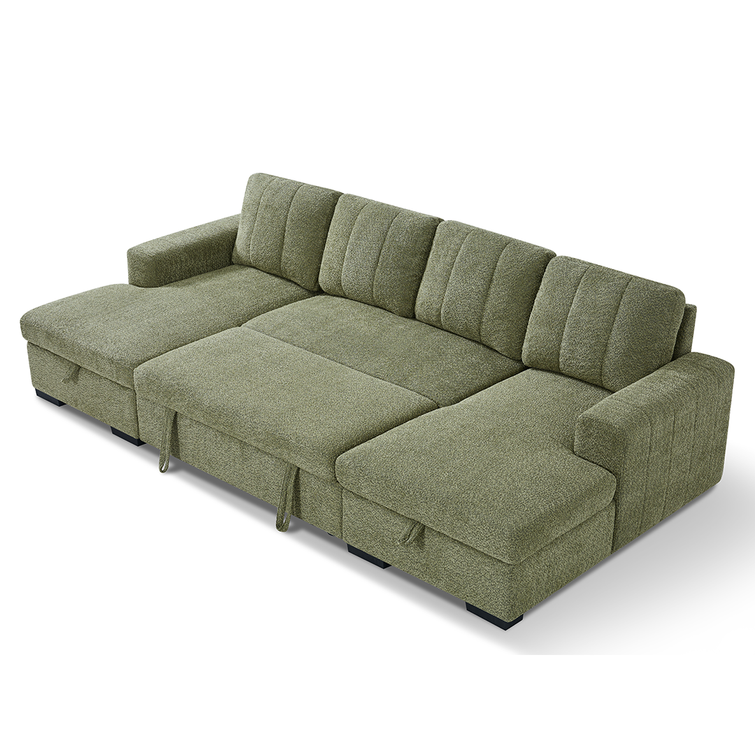 Textured Fabric Sofa Bed Corner U Shape - Como