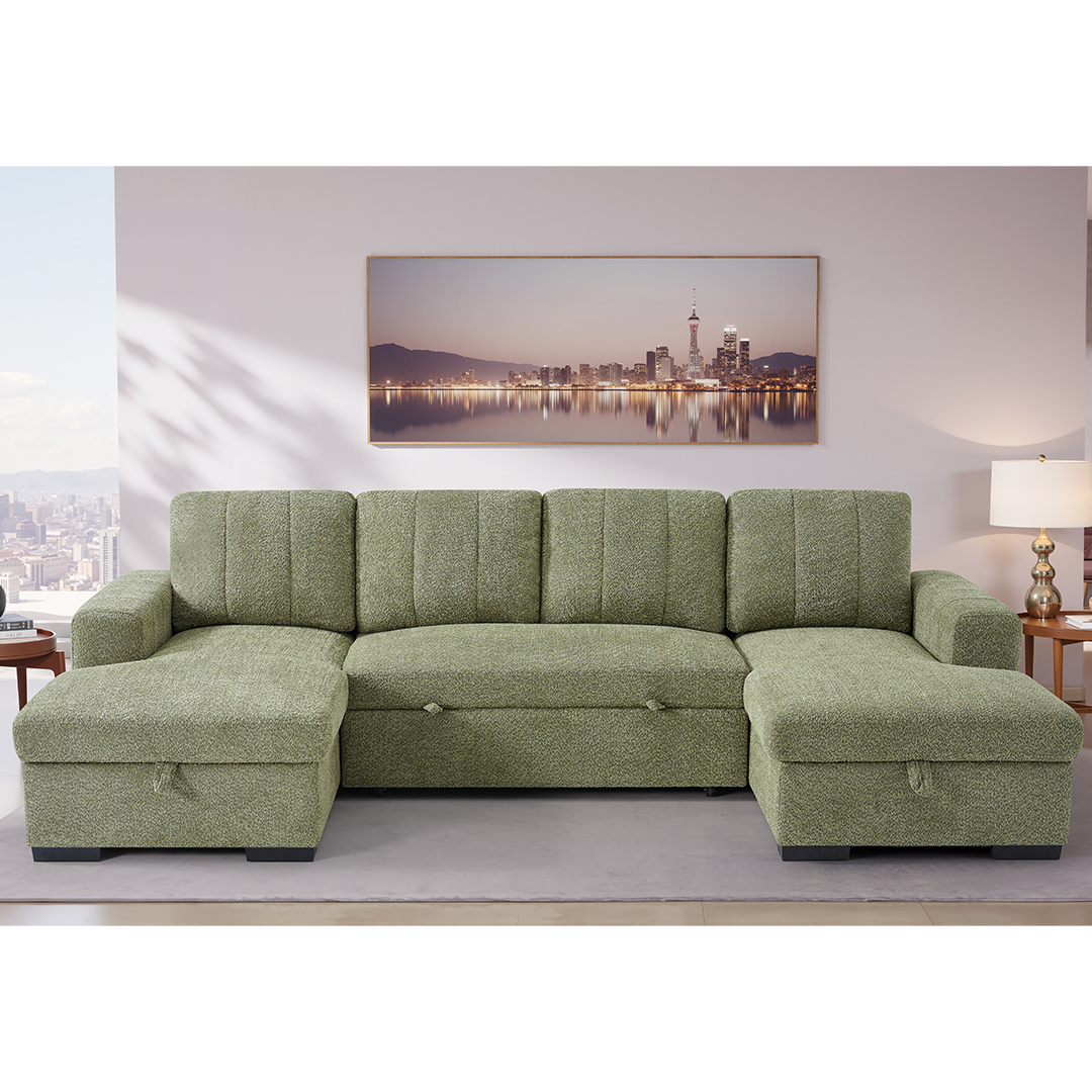 Textured Fabric Sofa Bed Corner U Shape - Como