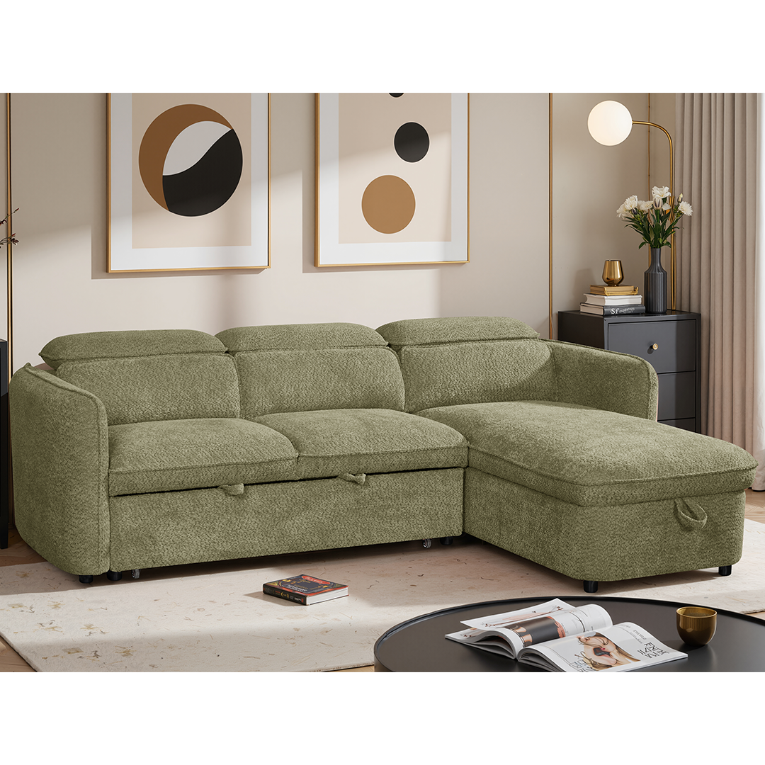 Textured Fabric Sofa Bed Corner Universal - Capri