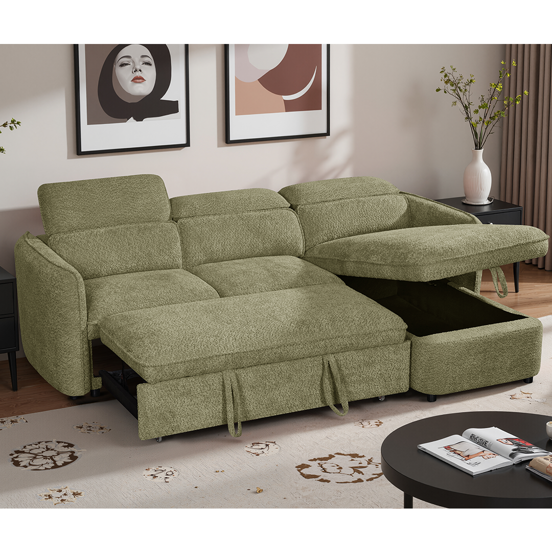 Textured Fabric Sofa Bed Corner Universal - Capri