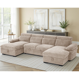 Textured Fabric Sofa Bed U Shape Corner - Hudson