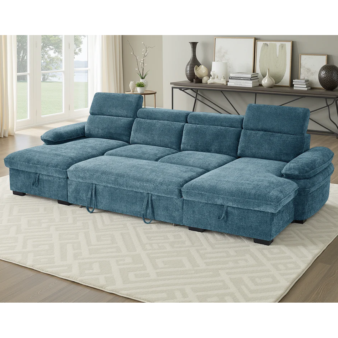 Textured Fabric Sofa Bed U Shape Corner - Hudson