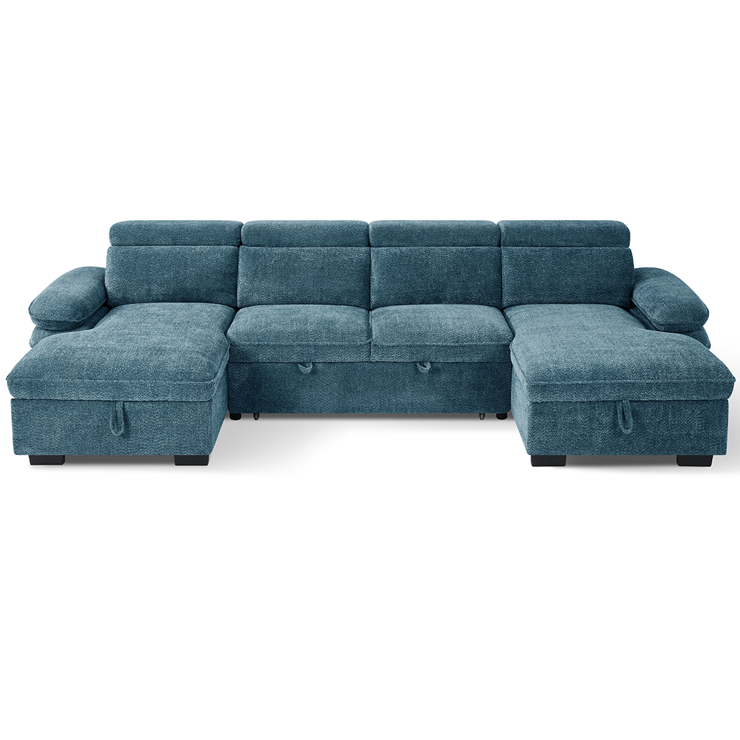 Textured Fabric Sofa Bed U Shape Corner - Hudson