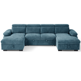 Textured Fabric Sofa Bed U Shape Corner - Hudson