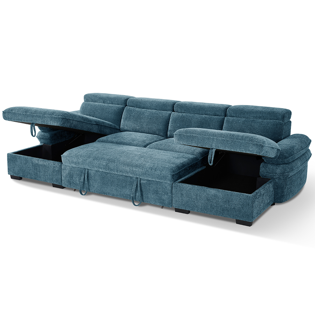 Textured Fabric Sofa Bed U Shape Corner - Hudson