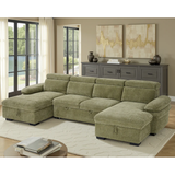 Textured Fabric Sofa Bed U Shape Corner - Hudson